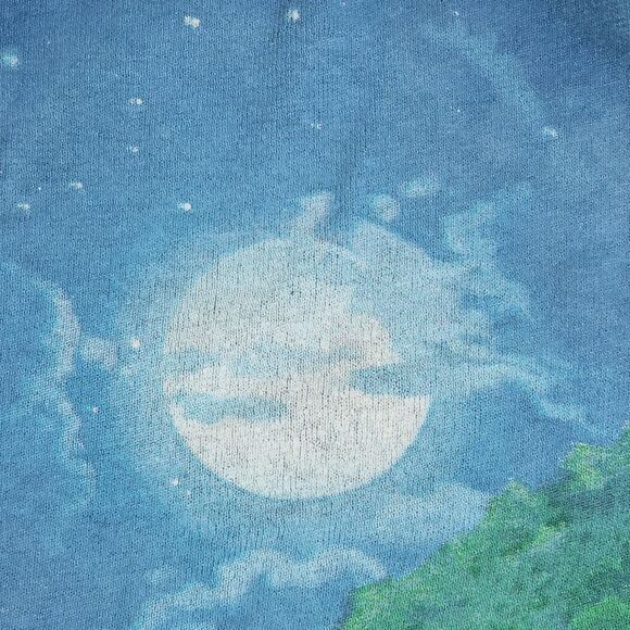 Vintage Liquid Blue Moonlit White Tiger on Blue Tie-Dyed Short Sleeve Tee Size L - Picture 6 of 8